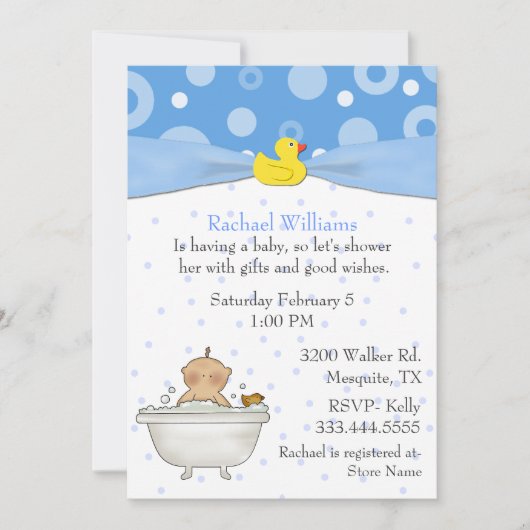 Bubble Bath Baby Boy Shower Invitation Kaart (Voorkant)