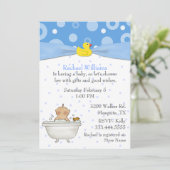 Bubble Bath Baby Boy Shower Invitation Kaart (Staand voorkant)