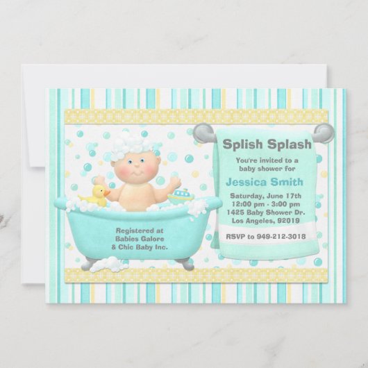 Bubble Bath Baby shower Invitation Kaart (Voorkant)
