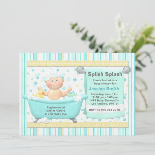 Bubble Bath Baby shower Invitation Kaart (Staand voorkant)
