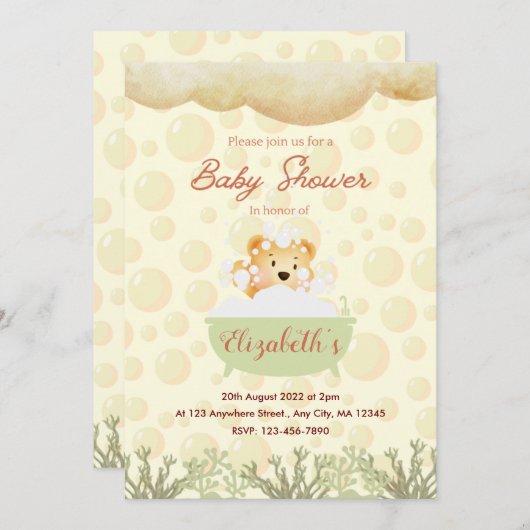 Bubble Bath Baby shower Kaart (Voorkant / Achterkant)