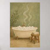 Bubble Bath Clawfoot Watercolour Farmhouse Poster (Voorkant)