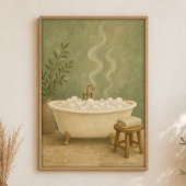 Bubble Bath Clawfoot Watercolour Farmhouse Poster