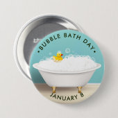 Bubble Bath Day, claw bad tub, rubberen eend Ronde Button 7,6 Cm (Voorkant /achterkant)