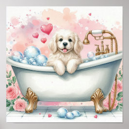 Bubble Bath Dog Poster