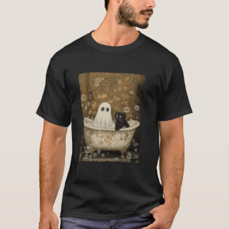 Bubble Bath Ghost Cat Halloween Ghost Spooky Seizo T-shirt