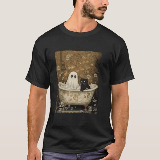 Bubble Bath Ghost Cat Halloween Ghost Spooky Seizo T-shirt (Voorkant)