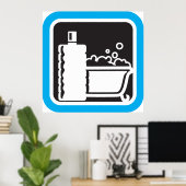 Bubble Bath Icon Relaxing Bathroom Spa Poster (Thuiskantoor)