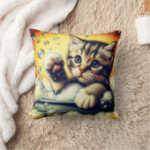 "Bubble Bath Kitten - grillige badtijd kunst" Kussen (Deken)