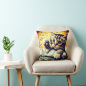 "Bubble Bath Kitten - grillige badtijd kunst" Kussen (Stoel)