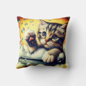 "Bubble Bath Kitten - grillige badtijd kunst" Kussen (Achterkant)