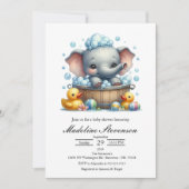 Bubble Bath Olifant Theme Baby shower Uitnodiging (Voorkant)