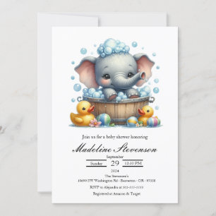 Bubble Bath Olifant Theme Baby shower Uitnodiging