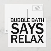 BUBBLE BATH ZEGT RELAX Funny Bathtime T-Shirt Briefkaart (Voorkant / Achterkant)