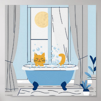 Bubble Bathtime voor Kat Poster