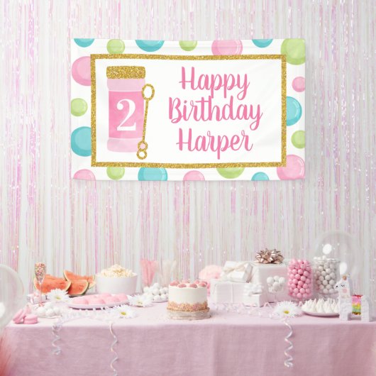 Bubble Birthday Banner, Bubble Happy Birthday Spandoek (Feest)