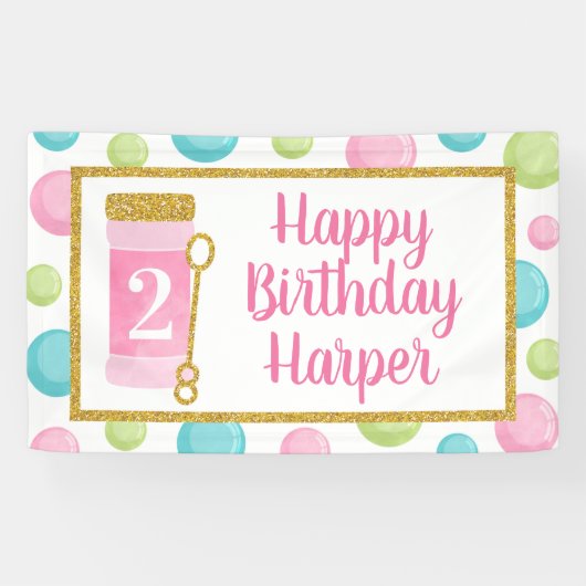 Bubble Birthday Banner, Bubble Happy Birthday Spandoek (Horizontaal)