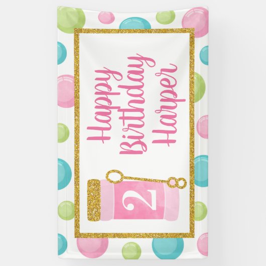 Bubble Birthday Banner, Bubble Happy Birthday Spandoek (Verticaal)