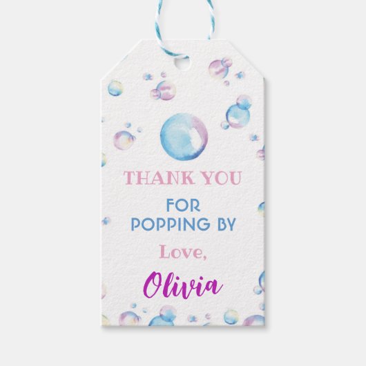 Bubble Birthday Dank u Label Summer Party Cadeaulabel (Voorkant)