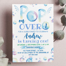 Bubble Birthday Invitation Pop on Over