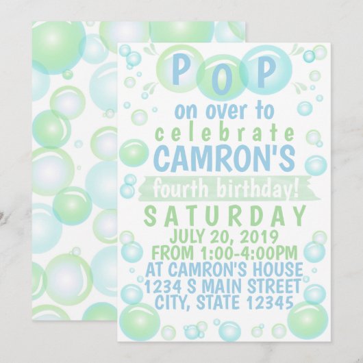 Bubble Birthday Kaart (Voorkant / Achterkant)