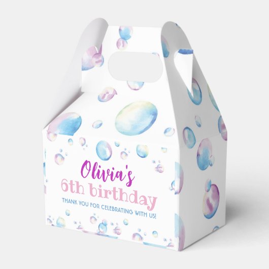 Bubble Birthday Party Favor Box Pop on Over Bedankdoosjes (Voorkant Zijde)
