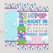 Bubble Birthday Party Invitation - Bubble Party Kaart (Voorkant / Achterkant)