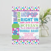 Bubble Birthday Party Invitation - Bubble Party Kaart (Staand voorkant)