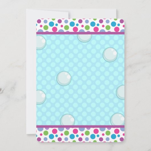 Bubble Birthday Party Invitation - Bubble Party Kaart (Achterkant)
