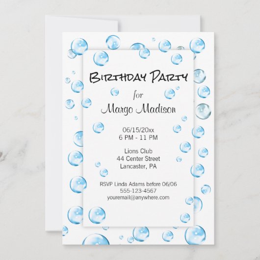 Bubble Birthday Party Invitation Kaart (Voorkant)