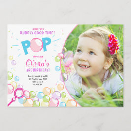 Bubble Birthday Party Invitation POP Birthday Girl Kaart