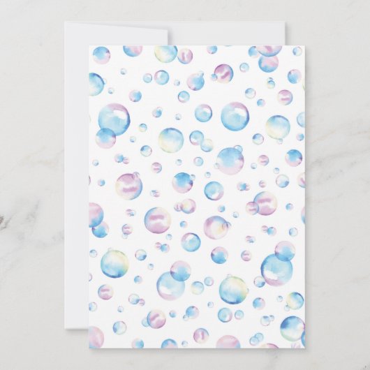 Bubble Birthday Party Invitation Pop on Over Kaart (Achterkant)