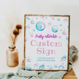 Bubble Birthday Party Table Sign Pop On Over Poster