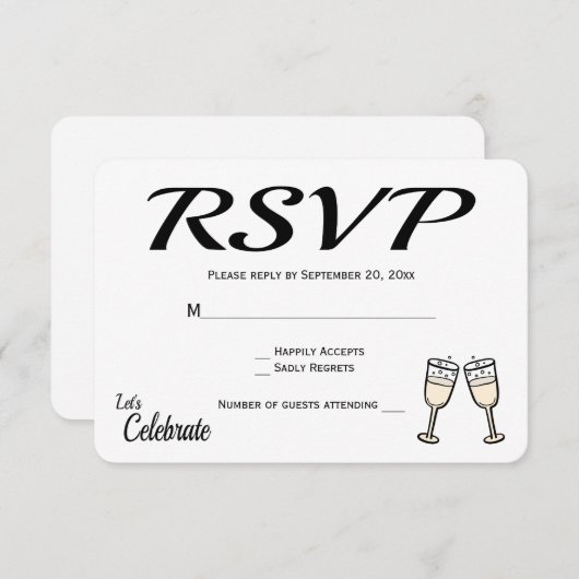 Bubble Black, White RSVP Wedding Champagne Glasses (Voorkant / Achterkant)