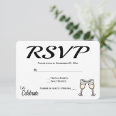 Bubble Black, White RSVP Wedding Champagne Glasses (Staand voorkant)