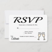 Bubble Black, White RSVP Wedding Champagne Glasses (Voorkant)