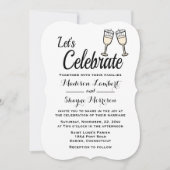 Bubble Black & White Wedding Champagneglazen Kaart (Voorkant)