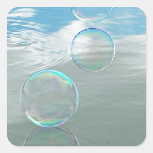 Bubble, blauw vierkante sticker (Voorkant)