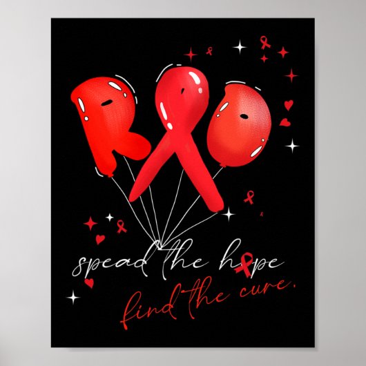Bubble Blood Cancer Awareness Red spreidde de hoop Poster (Voorkant)