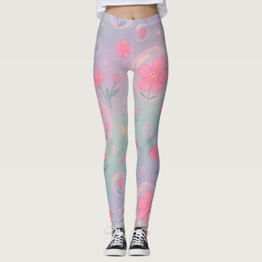 Bubble Bloom Garden – Pastel Floral Pattern for Gi Leggings (Voorkant)