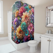 Bubble Blooms: Levendige Bloemen Douchegordijn (In situ)