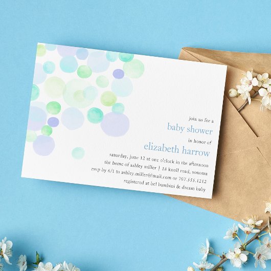Bubble Blue | Uitnodiging voor Baby shower