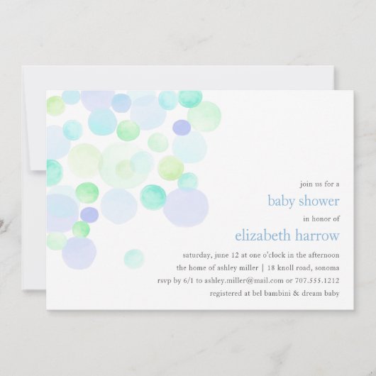 Bubble Blue | Uitnodiging voor Baby shower (Voorkant)