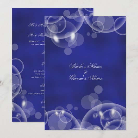 Bubble blue winter bruiloft verloving #2 kaart (Voorkant / Achterkant)