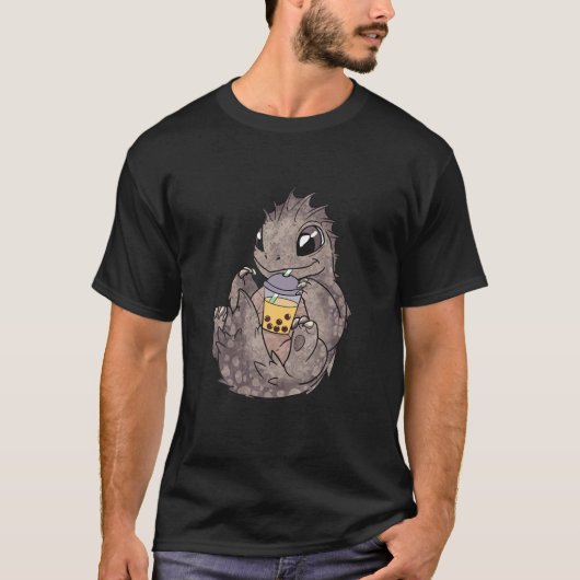 Bubble Boba Milk Tea Funny Dragon Kawaii Style T-shirt (Voorkant)