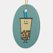 Bubble Boba Pearl Milk Tea Tapioca ballen Keramisch Ornament (Links)