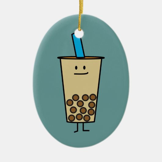 Bubble Boba Pearl Milk Tea Tapioca ballen Keramisch Ornament (Voorkant)