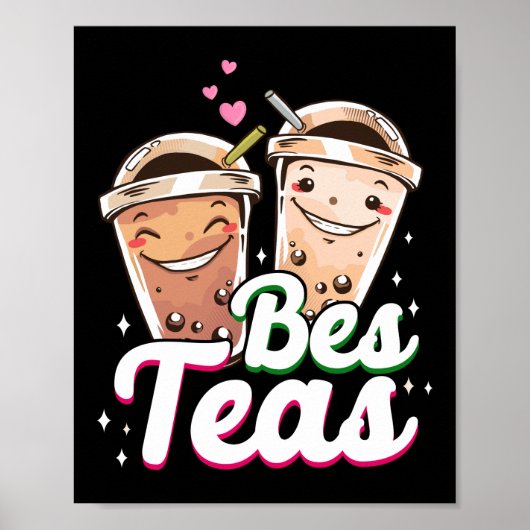 Bubble Boba Tea Bes Teas Beste vrienden Poster (Voorkant)