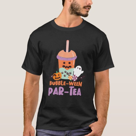 Bubble Boba Tea Bubble-Ween Par-Tea Halloween T-shirt (Voorkant)