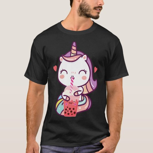 Bubble Boba Tea cartoon humor T-shirt (Voorkant)
